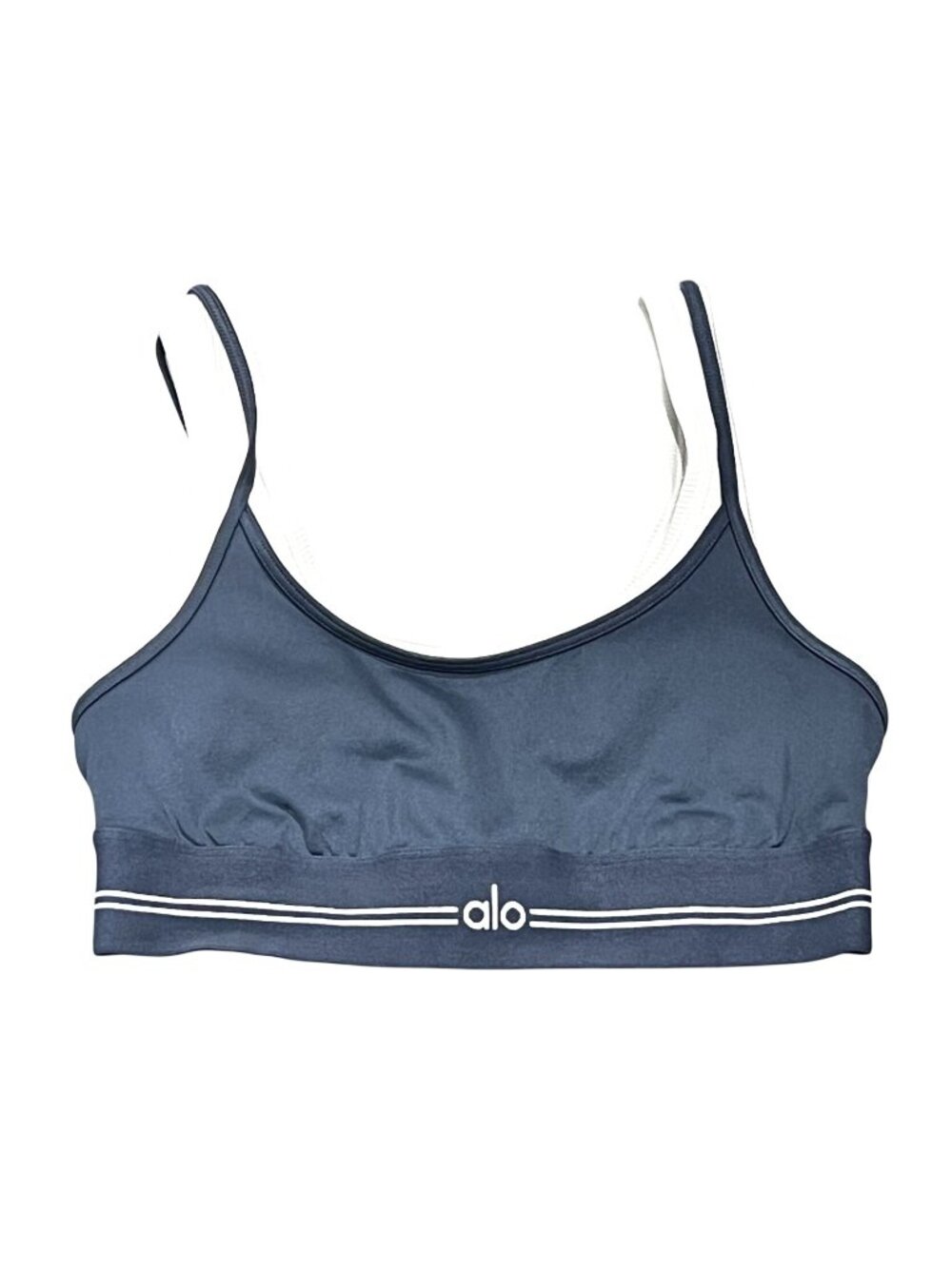 ALO Yoga Airbrush Better Together Bra in Bluestone/White